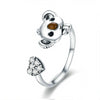 925 Sterling Silver Lovely Koala Heart Adjustable Ring For Women