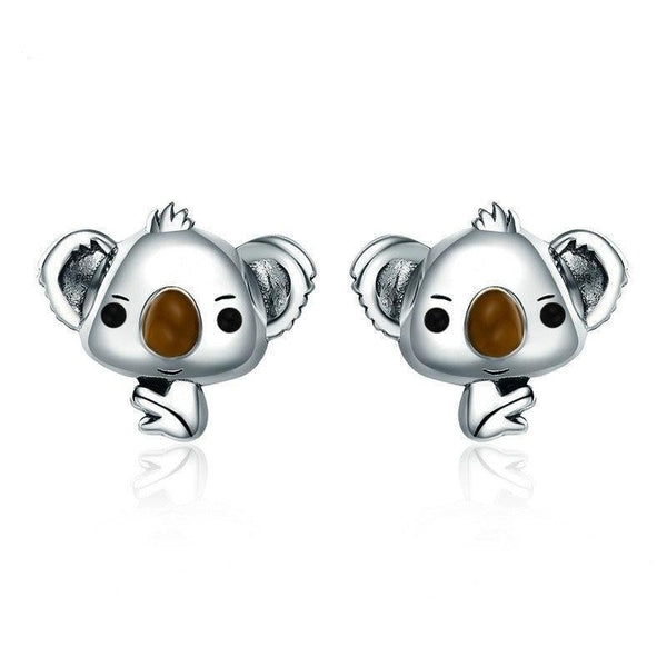 925 Sterling Silver Koala Bear Stud Earrings