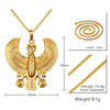 Gold Egyptian Falcon Holding Ankh Pendant Necklace