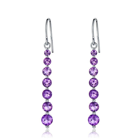 Natural Amethyst 925 Sterling Silver Fashion Drop Earrings