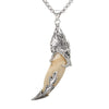 Silver Plated Wolf Tooth Pendant Tribal Design
