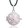Light Pink Floral Design Essential Oil Diffuser Ball Shape Locket Necklace
