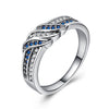 White Gold Plated Copper with Angel Wings and Cubic Zirconia Crystal Inset Women’s Ring