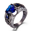Silver Plated Engagement Ring for Women with Delicate Heart-Shaped Blue Birthstone and Elegant Design
