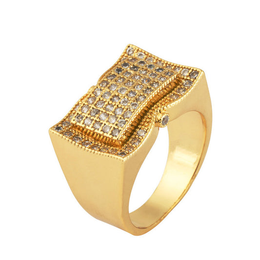 Hip Hop Men's Cubic Zirconia Gold & Silver Plated Ring for Men - Innovato Store