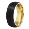 8mm Brushed Matte Black & Gold Tungsten Carbide Wedding Band