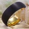 8mm Brushed Matte Black & Gold Tungsten Carbide Wedding Band