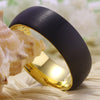 8mm Brushed Matte Black & Gold Tungsten Carbide Wedding Band