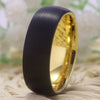 8mm Brushed Matte Black & Gold Tungsten Carbide Wedding Band