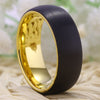 8mm Brushed Matte Black & Gold Tungsten Carbide Wedding Band