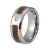Dark Wood Inlay with Silver Coated Tungsten Carbide and CZ Stone Wedding Ring - Innovato Store