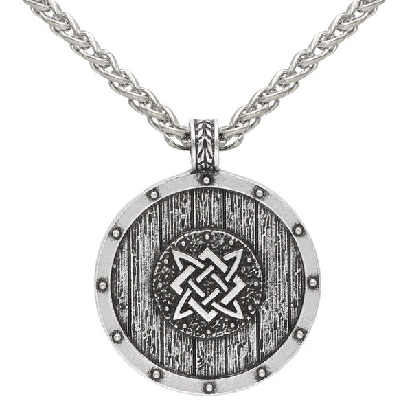 Men’s Slavic Warrior's Shield Pagan Solar Pendant Necklace