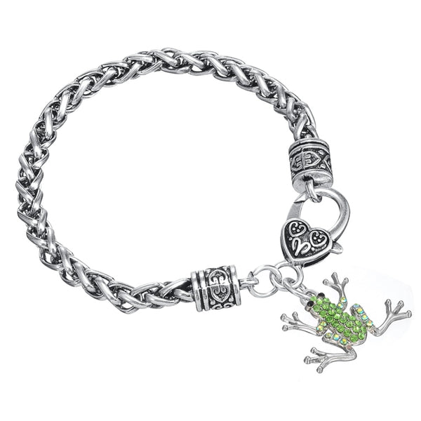 Light Green Crystal Frog Dangling Bracelet for Women