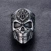 Silver & Gold Plated Stainless Steel Masonic Skull Ring