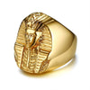 Gold Plated Stainless Steel Egyptian Pharaoh Head Ring - Innovato Store