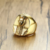 Gold Plated Stainless Steel Egyptian Pharaoh Head Ring - Innovato Store