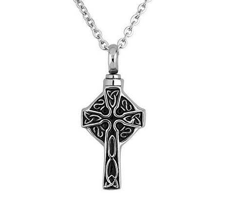 Stainless Steel Cross Urn Ashes Pendant Memorial Necklace