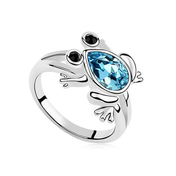 Silver Ring Austrian Crystal Frog Women’s Jewelry