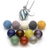 Chakra Bead and Lava Stone Essential Oil Diffuser Pendant Necklace