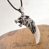 Wolf Head and Tooth Pendant Necklace