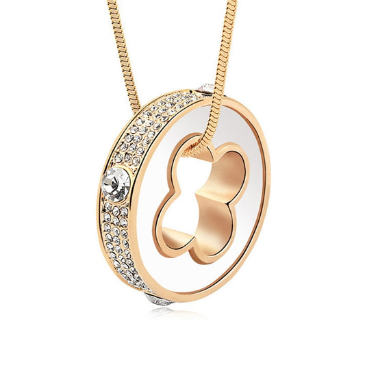 Austrian Crystals Four Leaf Clover Pendant Necklace