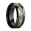 Gold Plated Dragon Inlay on Black Tungsten Carbon Fiber Wedding Ring - Innovato Store