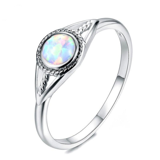 Silver Plated Fire Opal Ring with Multiple Colors Engagement Ring for Women