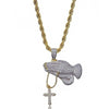 Hip Hop Gold and Silver Prayer Hand Cross Pendant Necklace