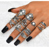 Bohemian Style Antique Silver Themed Women Knuckle Midi 16 Pcs Rings Set - Innovato Store