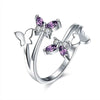 Adjustable Silver Color Copper Ring for Women with Butterfly Figures Design and Oval Purple and Round Clear Zircon - Innovato Store