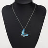 Sky Blue Austrian Crystal Elegant Butterfly Pendant Necklace