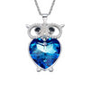 Blue Crystals Owl Pendant Necklace Women’s Jewelry