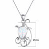 925 Sterling Silver Opal Turtles Charm Pendant Necklace Women’s Jewelry