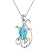 925 Sterling Silver Opal Turtles Charm Pendant Necklace Women’s Jewelry