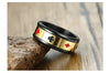 Black Spinner Tungsten Carbide with Beveled Edges and Rectangular Poker Card Shape Gold Plated Ring - Innovato Store