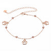 Rose Gold and Silver Dog Paw Ankle Bracelet Foot Jewelry for Women
