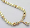 Gold Plated Pearl & Cubic Zirconia Pendant Fashion Necklace & Earrings Jewelry Set