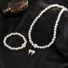 Pearl & Crystal Fashion Necklace, Earrings & Bracelet Jewelry Set