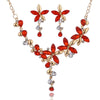 Colorful Flower Cubic Zirconia Necklace & Earrings Jewelry Set