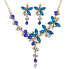 Colorful Flower Cubic Zirconia Necklace & Earrings Jewelry Set