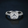 White Gold Plated Wedding and Engagement Ring with 20 Small and One Big Central Clear Zircon