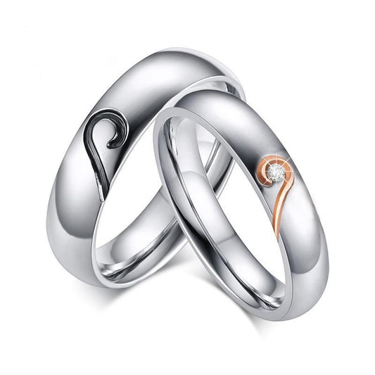 Stainless Steel Rings with Half a Heart Shape for Him and Her