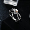 Skull and Skeleton Hand Cubic Zirconia Biker Ring