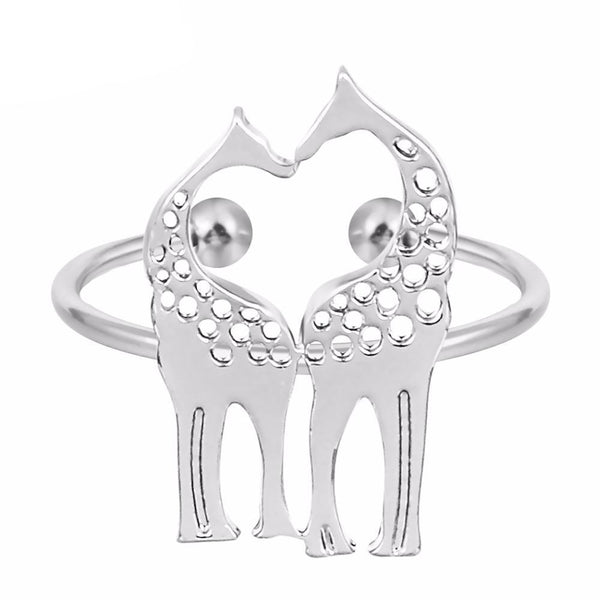 Adjustable Giraffe Silver Plated Ring for Women - Innovato Store
