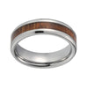 6mm Silver Coated Tungsten Carbide with Wood Inlay Wedding Ring - Innovato Store