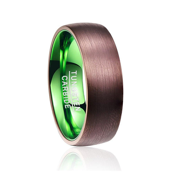 Electroplated Brown Green Dome Tungsten Carbide Men’s Wedding Ring - Innovato Store