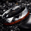 Offset Hexagonal Partner Surface with Deep Wood Inlay Wedding Ring - Innovato Store