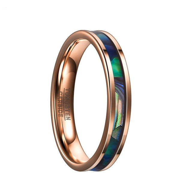 4mm Rose Color Tungsten Metal with Opal Inlay Wedding Rings - Innovato Store