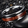 Black CZ stones with Wood Inlay and Silver Plated Tungsten Carbide Wedding Ring - Innovato Store
