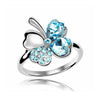 Austrian Crystal and Rhinestones Four Leaf Clovers Engagement Ring